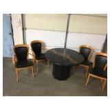 Procyon Stone Dining Table w/ 4 A. Sibau Chairs