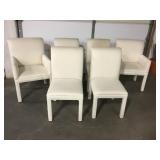 Lot Of 6 White Upholstered Dining Room Chairs