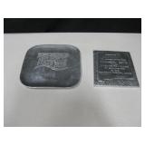 Vtg Nambe Presentation Plaque & Tray