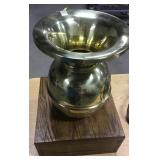 Brass Cuspidor & Wood Stand - 12" Tall Cuspidor
