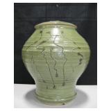 Vtg Stoneware Lidded Urn - Signed & Dated