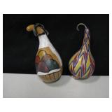 2 Native Style Hand Painted Gourds - 10"