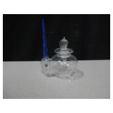Thin Art Glass Inkwell - Pen w/ Loss At Top