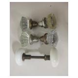 Lot of 4 Vintage Glass Handled Door Handles