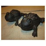 Lot Of 2 4" CAst Iron Frog Trinket Dishes