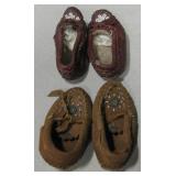 2 Pairs Of Small Child Leather Moccasins