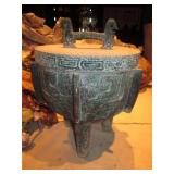 14" Cast Metal MAyan Style Ice Bucket