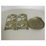 Vtg Brass - Ashtray & 2 Wall Decor Birds