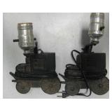 2 Vtg Cast Iron Carriage Shape Wall Hanging Lamps