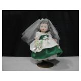 Vtg Sleepy Eye Porcelain Doll w/ Stand - 8"