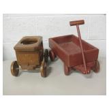 Lot Of 2 Wooden Toys PUllwagon from 1983