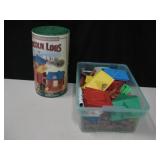 Tub Of Lincoln LOgs w/ Container