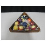 14 Vtg Billiard Balls & Wood Rack