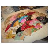 19 Vintage 50s Lacquer /Cloth Spanish/ Asian Fans