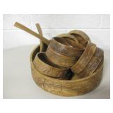 Carved Monkey Wood Salad Set