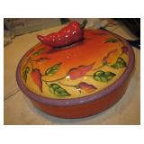 9" Diameter Chili Pepper Tortila Dish w/ Lid