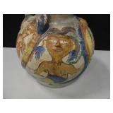 Ceramic Lizard & Human Form Large Pot