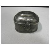 Silvered Brass Lidded Trinket Box Hand Tooled