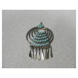 Zuni Sterling & Turquoise  Pendant Signed