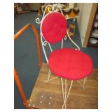 Red Plush White Metal Bordello Chair