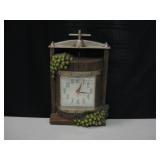 Vtg New Haven 1563 Resin Wall Clock Grapes & Press
