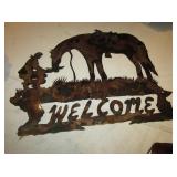 17" x21" Cut steel Cowboy / Horse Welcome Sign