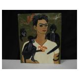 Hand Painted Stamped Metal Frida Khalo  Portrait