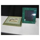 Simulated Malachite Frame & Vtg Ungulate Print