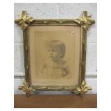 Vtg Wood Framed Photograph - No Glass In Frame