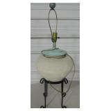 Vtg Textured Metal Table Lamp w/ Metal Stand
