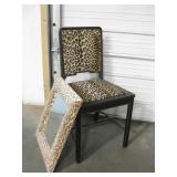 Vintage Chair W/ Leopard Print Fabric & MIrror