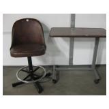 Vtg Adjustable Height Table & Samsonite Barstool