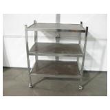 Rolling Chrome 3-Tier Shelf w/ Laminate Shelves