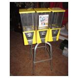 Vintage Yellow 3 Barrel Candy Machine