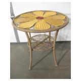 Flower Motif Metal Framed Patio Table - 30" Dia.
