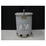 Vtg Galvanized Lidded Waste Can w/ Foot Lever