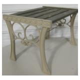 Cast Iron Patio Table / Seat w/ Wood Slat Top