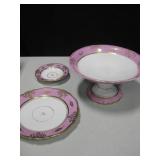 Lot Of Gilt Edge Pink Rim Prcelain Dishware Vtg