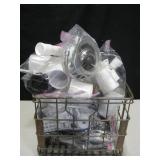 Vtg Milk Crate w/ Assorted Plumbing Fittings