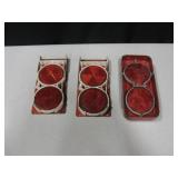 3 Vintage Red Highway Automobile Safety Reflectors