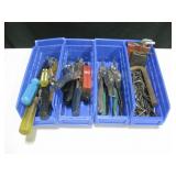 4 Small Poly Bins w/ Assorted Tools