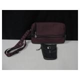 WIne Bottle Carrier & Black Leather Pouch