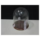 Domed Glass Round Display Case w/ Fitted Wood Base