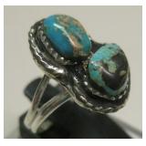 Sterling Silver & Turquoise SW Ring - Hallmarked