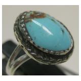 Sterling Silver & Turquoise SW Ring - Hallmarked
