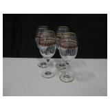 4 Greek Key Motif w/ Gilt Trim Wine Goblets
