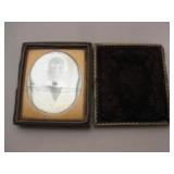 3.25" X 3.75" Antique Photo in Leather  Frame