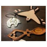 Lot Of Art  tile ,Wood  spoon, Bear pendant