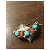 Vintage Native Sterling Pendant Signed Bahe