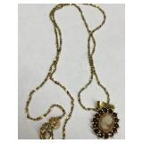 Gold Over Sterling Silver Garnet Cameo Necklace